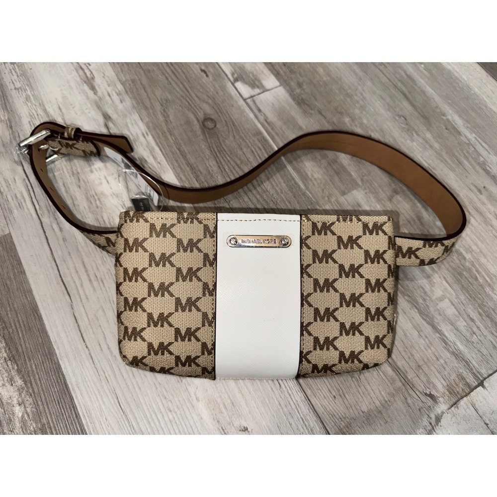 Michael Kors Belt Bag Women Vanilla Acorn White MK Signature Monogram S/M NWT